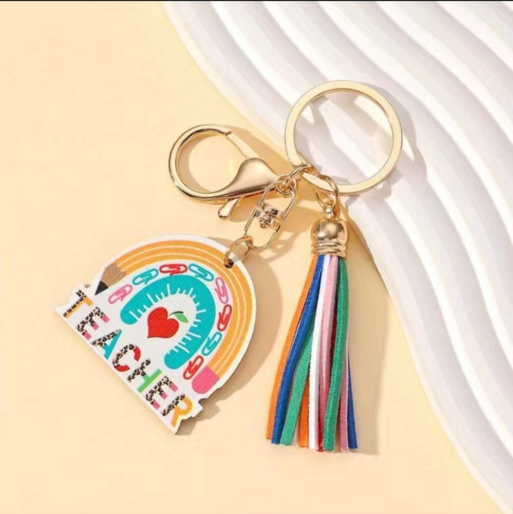 Rainbow teacher Keychain